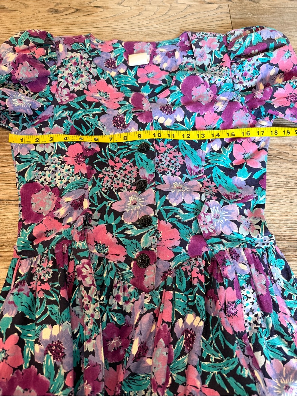Vintage Style My Way Floral Dress 80’s 90’s Saved by the Bell SMW Puff Sleeve - Picture 6 of 8
